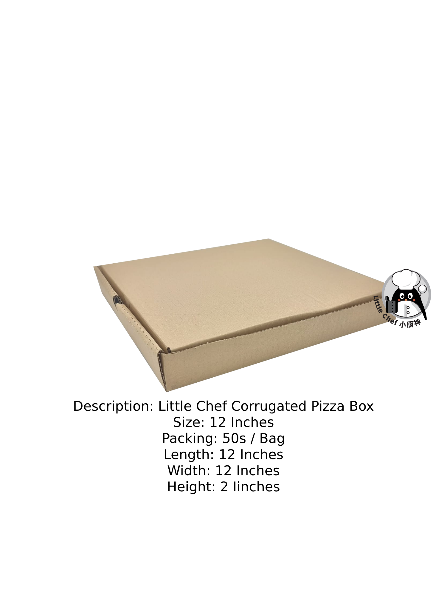 Pizza Box 12″ x 12″ x 2″ (披萨盒12x12x2) Servizio